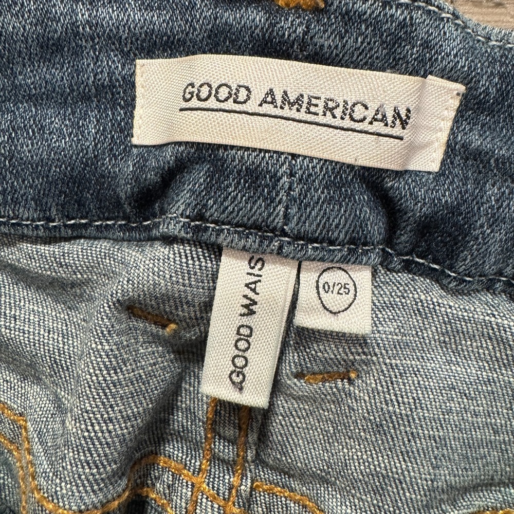 Good American Jeans Womens 0 25 Blue Denim Good Waist 24x28 Distressed Casual - Picture 3 of 12